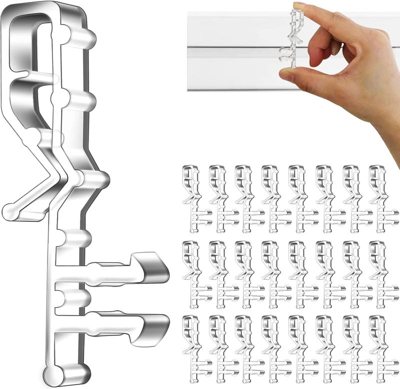 lofrcin Hidden Channel Valance Clips, 2-1/8inch Clear Plastic Valance Clips for The Valance with a Groove in The Back (24pcs) - Image 1